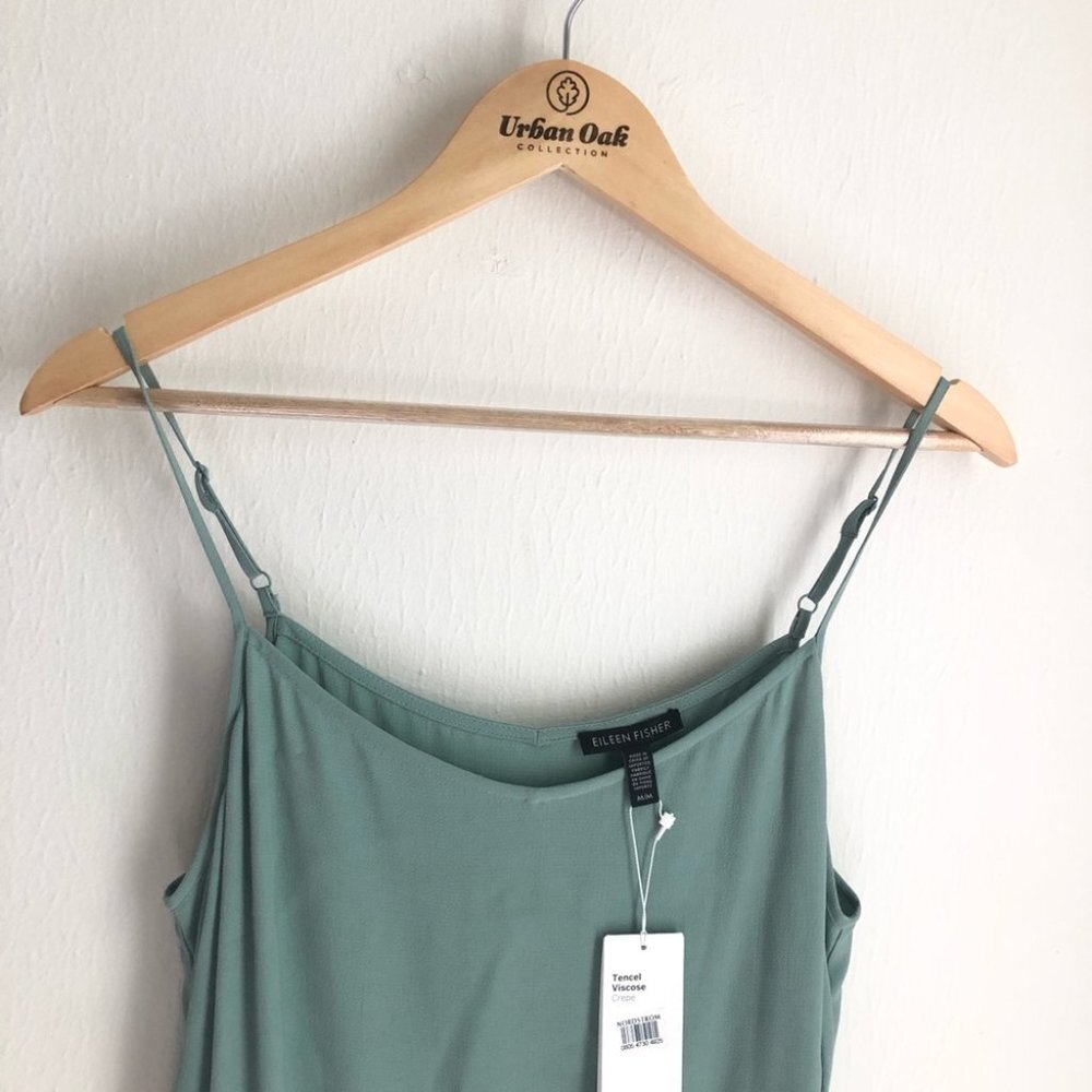 Eileen Fisher size Medium Green Crepe Tencel Slip Long Night Out Dress NEW - Picture 10 of 10